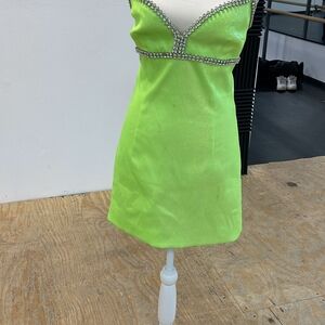 Lime Green Embellished Women's Dress